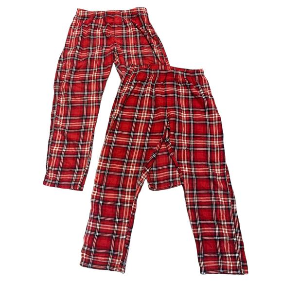 H&M 2 Pairs Red Plaid Lounge Sleep Pants Size Medium - Picture 1 of 4